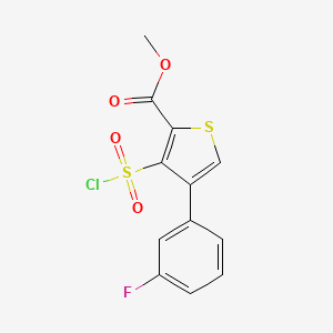 molecular formula C12H8ClFO4S2 B1463598 3-(氯磺酰基)-4-(3-氟苯基)噻吩-2-甲酸甲酯 CAS No. 1291487-04-1