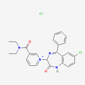 Pyridinium, 1-(7-chloro-2,3-dihydro-2-oxo-5-phenyl-1H-1,4-benzodiazepin-3-yl)-3-(diethylcarbamoyl)-, chloride