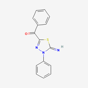 molecular formula C15H11N3OS B14636288 Methanone, (4,5-dihydro-5-imino-4-phenyl-1,3,4-thiadiazol-2-yl)phenyl- CAS No. 55716-44-4