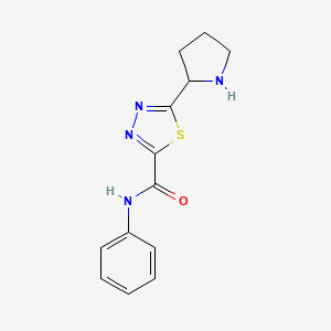 molecular formula C13H14N4OS B1463630 N-苯基-5-吡咯烷-2-基-1,3,4-噻二唑-2-甲酰胺 CAS No. 1217863-00-7