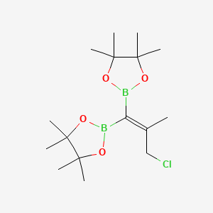 molecular formula C16H29B2ClO4 B14636307 2,2'-[2-(Chloromethyl)prop-1-ene-1,1-diyl]bis(4,4,5,5-tetramethyl-1,3,2-dioxaborolane) CAS No. 52221-74-6