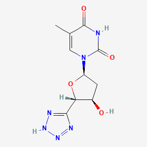 molecular formula C10H12N6O4 B14636321 1'-Thymin-1-yl-3'-O-acetyl-4'(R)-C-tetrazolo-2'-deoxy-beta-D-erythrofuranose CAS No. 52995-50-3