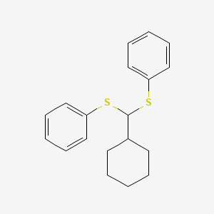 molecular formula C19H22S2 B14636357 Benzene, 1,1'-[(cyclohexylmethylene)bis(thio)]bis- CAS No. 54905-14-5