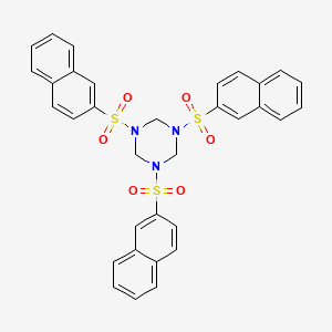 molecular formula C33H27N3O6S3 B14636431 1,3,5-Triazine, hexahydro-1,3,5-tris(2-naphthalenylsulfonyl)- CAS No. 56221-25-1