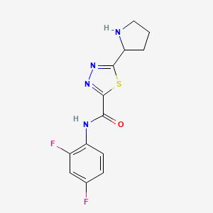 molecular formula C13H12F2N4OS B1463647 N-(2,4-二氟苯基)-5-吡咯烷-2-基-1,3,4-噻二唑-2-甲酰胺 CAS No. 1217862-70-8