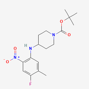molecular formula C17H24FN3O4 B1463675 叔丁基 4-[(4-氟-5-甲基-2-硝基苯基)氨基]哌啶-1-甲酸酯 CAS No. 932374-58-8