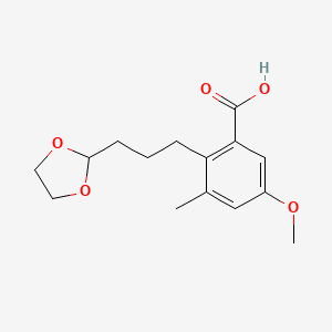 2-[3-(1,3-Dioxolan-2-yl)propyl]-5-methoxy-3-methylbenzoic acid