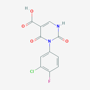 molecular formula C11H6ClFN2O4 B1463751 3-(3-Chloro-4-fluorophenyl)-2,4-dioxo-1,2,3,4-tetrahydropyrimidine-5-carboxylic acid CAS No. 1283108-59-7