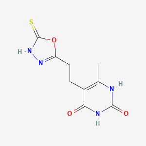 molecular formula C9H10N4O3S B1463761 5-[2-(5-巯基-1,3,4-恶二唑-2-基)乙基]-6-甲基嘧啶-2,4(1H,3H)-二酮 CAS No. 1242281-94-2