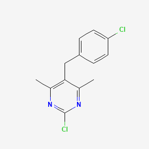 molecular formula C13H12Cl2N2 B1463766 2-Chloro-5-[(4-chlorophenyl)methyl]-4,6-dimethylpyrimidine CAS No. 1311314-90-5