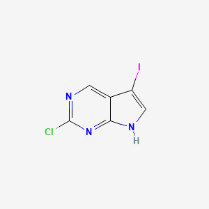 molecular formula C6H3ClIN3 B1463783 2-氯-5-碘-7H-吡咯并[2,3-d]嘧啶 CAS No. 1060815-90-8
