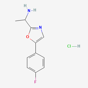 molecular formula C11H12ClFN2O B1463794 1-(5-(4-氟苯基)噁唑-2-基)乙胺盐酸盐 CAS No. 1017366-59-4