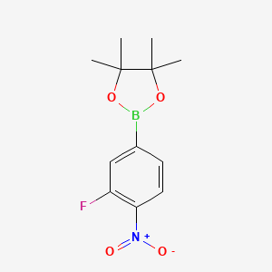 molecular formula C12H15BFNO4 B1463824 2-(3-Fluoro-4-nitrophenyl)-4,4,5,5-tetramethyl-1,3,2-dioxaborolane CAS No. 939968-60-2