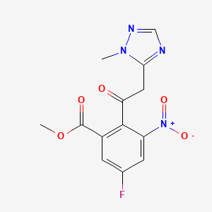 B1463852 methyl 5-fluoro-2-(2-(1-methyl-1H-1,2,4-triazol-5-yl)acetyl)-3-nitrobenzoate CAS No. 1322879-81-1