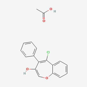 molecular formula C18H15ClO4 B14638877 Acetic acid;5-chloro-4-phenyl-1-benzoxepin-3-ol CAS No. 54562-94-6