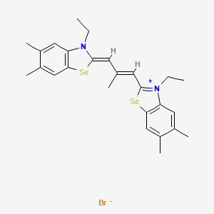 molecular formula C26H31BrN2Se2 B14639003 3-Ethyl-2-(3-(3-ethyl-5,6-dimethyl-3H-benzoselenazol-2-ylidene)-2-methylprop-1-enyl)-5,6-dimethylbenzoselenazolium bromide CAS No. 51799-69-0