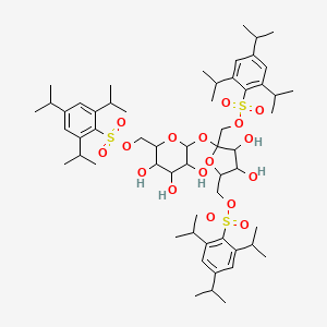 molecular formula C57H88O17S3 B14639085 [6-[3,4-Dihydroxy-2,5-bis[[2,4,6-tri(propan-2-yl)phenyl]sulfonyloxymethyl]oxolan-2-yl]oxy-3,4,5-trihydroxyoxan-2-yl]methyl 2,4,6-tri(propan-2-yl)benzenesulfonate CAS No. 56489-39-5