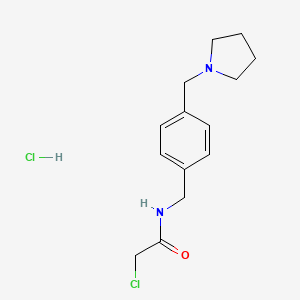 molecular formula C14H20Cl2N2O B1463967 2-chloro-N-{[4-(pyrrolidin-1-ylmethyl)phenyl]methyl}acetamide hydrochloride CAS No. 1311317-48-2