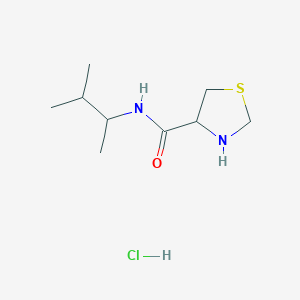 molecular formula C9H19ClN2OS B1464019 N-(3-methylbutan-2-yl)-1,3-thiazolidine-4-carboxamide hydrochloride CAS No. 1306603-00-8