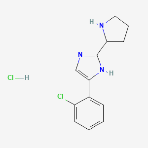 molecular formula C13H15Cl2N3 B1464029 4-(2-chlorophenyl)-2-(pyrrolidin-2-yl)-1H-imidazole hydrochloride CAS No. 1315365-95-7