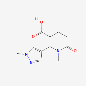 molecular formula C11H15N3O3 B1464037 1-methyl-2-(1-methyl-1H-pyrazol-4-yl)-6-oxopiperidine-3-carboxylic acid CAS No. 1311316-52-5