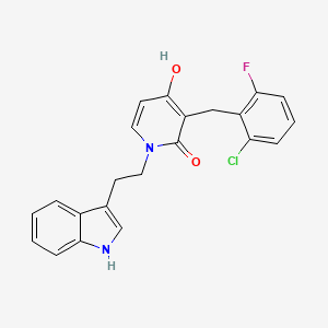 molecular formula C22H18ClFN2O2 B1464042 3-(2-chloro-6-fluorobenzyl)-4-hydroxy-1-[2-(1H-indol-3-yl)ethyl]-2(1H)-pyridinone CAS No. 477869-79-7