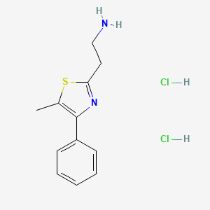 molecular formula C12H16Cl2N2S B1464047 2-(5-Methyl-4-phenyl-1,3-thiazol-2-yl)ethan-1-amine dihydrochloride CAS No. 1354954-13-4