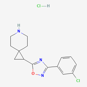 molecular formula C15H17Cl2N3O B1464058 1-[3-(3-Chlorophenyl)-1,2,4-oxadiazol-5-yl]-6-azaspiro[2.5]octane hydrochloride CAS No. 1311318-31-6