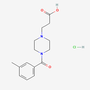 molecular formula C15H21ClN2O3 B1464078 3-[4-(3-Methylbenzoyl)-1-piperazinyl]propanoic acid hydrochloride CAS No. 1211511-21-5