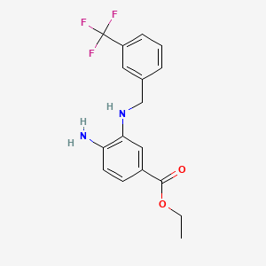 molecular formula C17H17F3N2O2 B1464085 Ethyl 4-amino-3-{[3-(trifluoromethyl)benzyl]amino}benzoate CAS No. 1354349-32-8