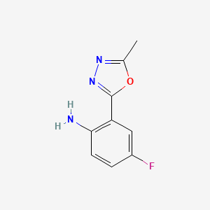 molecular formula C9H8FN3O B1464113 4-Fluoro-2-(5-methyl-1,3,4-oxadiazol-2-yl)aniline CAS No. 1183482-41-8