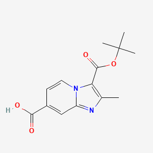 molecular formula C14H16N2O4 B1464194 3-(Tert-butoxycarbonyl)-2-methylimidazo[1,2-A]pyridine-7-carboxylic acid CAS No. 1353500-08-9