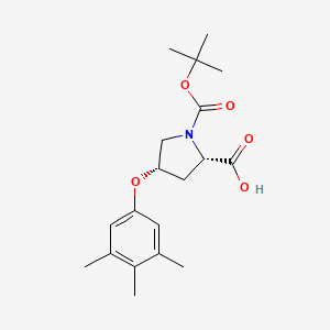 molecular formula C19H27NO5 B1464195 (2S,4S)-1-(tert-Butoxycarbonyl)-4-(3,4,5-trimethylphenoxy)-2-pyrrolidinecarboxylic acid CAS No. 2140850-99-1