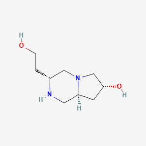 molecular formula C9H18N2O2 B1464206 (3R,7R,8AS)-3-(2-Hydroxyethyl)octahydropyrrolo[1,2-a]pyrazin-7-ol CAS No. 1932784-81-0