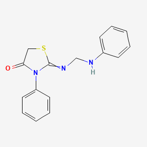 molecular formula C16H15N3OS B14642277 2-[(Anilinomethyl)imino]-3-phenyl-1,3-thiazolidin-4-one CAS No. 52772-97-1