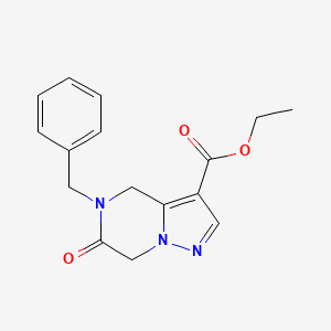 molecular formula C16H17N3O3 B1464242 Ethyl 5-benzyl-6-oxo-4,5,6,7-tetrahydropyrazolo[1,5-a]pyrazine-3-carboxylate CAS No. 1353502-11-0