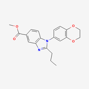 molecular formula C20H20N2O4 B1464243 Methyl 1-(2,3-dihydro-1,4-benzodioxin-6-yl)-2-propyl-1H-benzimidazole-5-carboxylate CAS No. 1353506-51-0