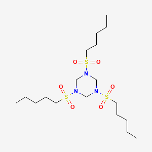 molecular formula C18H39N3O6S3 B14642462 1,3,5-Tris(pentylsulfonyl)-1,3,5-triazinane CAS No. 56221-19-3