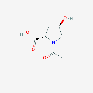 molecular formula C8H13NO4 B14642680 L-Proline, 4-hydroxy-1-(1-oxopropyl)-, (4R)- CAS No. 53048-68-3