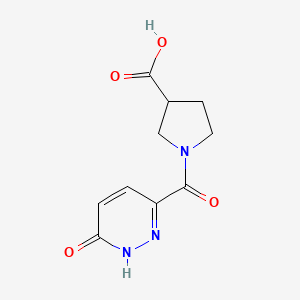 molecular formula C10H11N3O4 B1464277 1-(6-Oxo-1,6-dihydropyridazine-3-carbonyl)pyrrolidine-3-carboxylic acid CAS No. 1273709-54-8