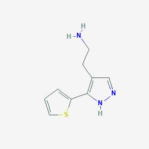 molecular formula C9H11N3S B1464301 2-(3-(thiophen-2-yl)-1H-pyrazol-4-yl)ethan-1-amine CAS No. 1017788-55-4