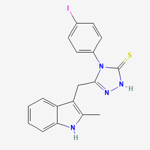 3H-1,2,4-Triazole-3-thione, 2,4-dihydro-4-(4-iodophenyl)-5-((2-methyl-1H-indol-3-yl)methyl)-