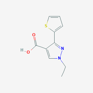 molecular formula C10H10N2O2S B1464359 1-Ethyl-3-(thiophen-2-yl)-1H-pyrazol-4-carbonsäure CAS No. 1247943-11-8