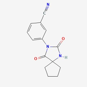 molecular formula C14H13N3O2 B1464368 3-{2,4-二氧代-1,3-二氮杂螺[4.4]壬-3-基}苯甲腈 CAS No. 1303756-15-1