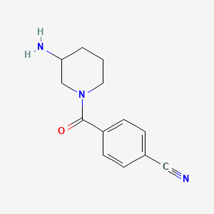 molecular formula C13H15N3O B1464369 4-(3-Aminopiperidine-1-carbonyl)benzonitrile CAS No. 1304913-25-4