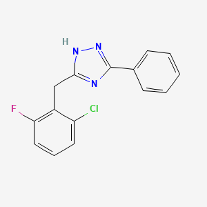 molecular formula C15H11ClFN3 B1464383 5-[(2-chloro-6-fluorophenyl)methyl]-3-phenyl-1H-1,2,4-triazole CAS No. 1308236-60-3