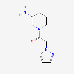 molecular formula C10H16N4O B1464392 1-(3-aminopiperidin-1-yl)-2-(1H-pyrazol-1-yl)ethan-1-one CAS No. 1250912-90-3