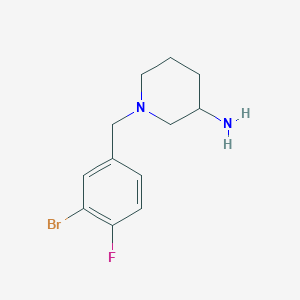 molecular formula C12H16BrFN2 B1464401 1-[(3-Bromo-4-fluorophenyl)methyl]piperidin-3-amine CAS No. 1250592-23-4