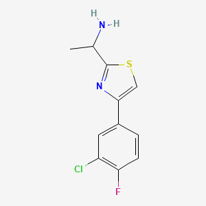 molecular formula C11H10ClFN2S B1464426 1-[4-(3-Chloro-4-fluorophenyl)-1,3-thiazol-2-yl]ethan-1-amine CAS No. 1248704-84-8