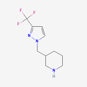 molecular formula C10H14F3N3 B1464454 3-((3-(trifluoromethyl)-1H-pyrazol-1-yl)methyl)piperidine CAS No. 1247491-35-5